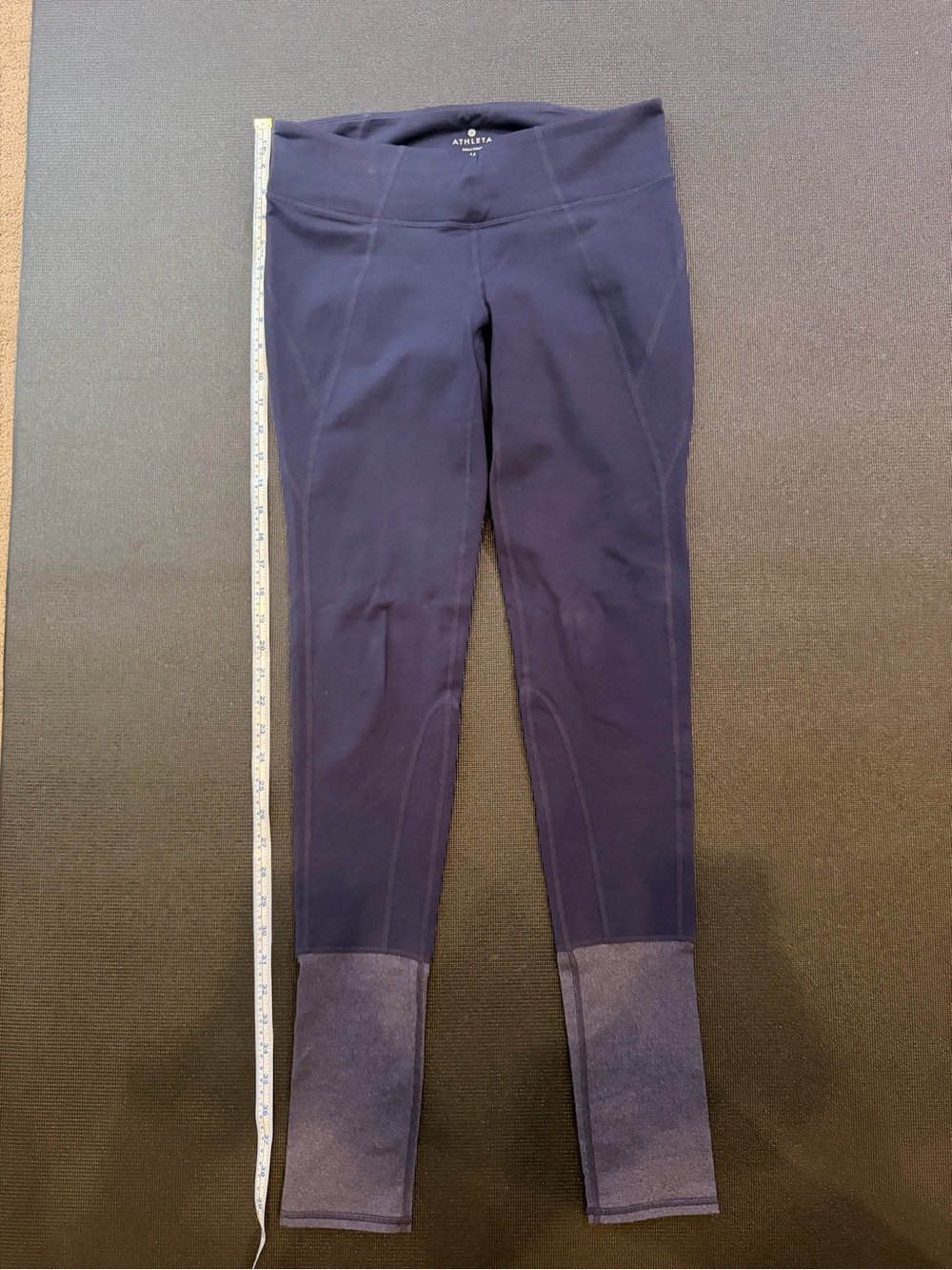 Athleta Deep Navy/Purple Yoga Leggings with Ankle Panels